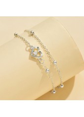 Silver jewelry,Heart jewelry,Heart Design Silver Layered Alloy Anklet