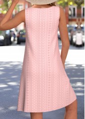 Pink dresses,Plain Color dresses,Everyday dresses,Casual dresses,ROTITA Jacquard White A Line Round Neck Sleeveless Dress
