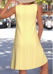Yellow dresses,Plain Color dresses,Everyday dresses,Casual dresses,ROTITA Jacquard White A Line Round Neck Sleeveless Dress