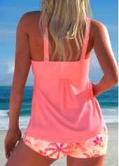 Peach Red plus size,Plants plus size,ROTITA Plus Size Mid Waisted Tummy Coverage Tankini Set