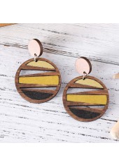 Dark Coffee jewelry,Geometric jewelry,Round Dark Coffee Wood Geometric Earrings