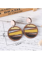 Dark Coffee jewelry,Geometric jewelry,Round Dark Coffee Wood Geometric Earrings