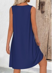 Navy dresses,Tribal dresses,Everyday dresses,Casual dresses,ROTITA Circular Ring Tribal Print Navy Short A Line Dress