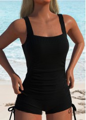 ensemble tankini noir froncé à col carré rotita