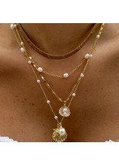 Set aus mehrlagigen Halsketten aus goldfarbener Muschellegierung