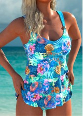 ensemble tankini léger à imprimé vie marine cyan rotita