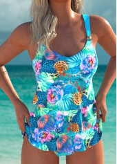 Cyan swimwear,Animal Print swimwear,ROTITA Lightweight Cyan Marine Life Print Tankini Set