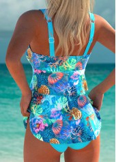 Cyan swimwear,Animal Print swimwear,ROTITA Lightweight Cyan Marine Life Print Tankini Set