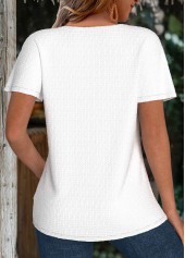 White tops,Plain Color tops,ROTITA White Round Neck Short Sleeve T Shirt