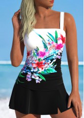 ensemble tankini taille moyenne à imprimé floral noir froncé rotita