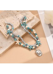 Mint Green jewelry,Mint Green Beaded Design Alloy Anklets Set