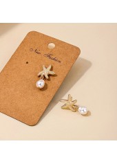 Golden jewelry,Animal Print jewelry,Golden Alloy Pearl Design Starfish Earrings