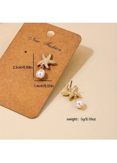 Golden jewelry,Animal Print jewelry,Golden Alloy Pearl Design Starfish Earrings