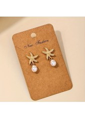 Golden jewelry,Animal Print jewelry,Golden Alloy Pearl Design Starfish Earrings