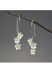 Boucles d'oreilles en alliage argenté à motif floral