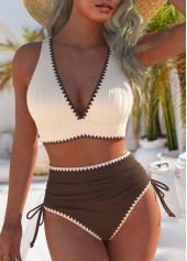 Rotita Jacquard-Bikiniset mit mittlerer Taille in hellem Kaffee