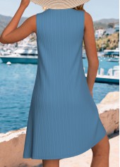 Dusty Blue dresses,Plain Color dresses,Vacation dresses,Vacation dresses,ROTITA Embroidery Dusty Blue A Line V Neck Sleeveless Dress