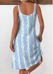 Light Blue dresses,Animal Print dresses,Everyday dresses,Casual dresses,ROTITA Circular Ring Tropical Plants Print Light Blue Strappy Dress