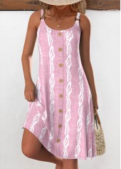 robe à bretelles vert menthe avec imprimé de plantes tropicales et anneau circulaire Rotita