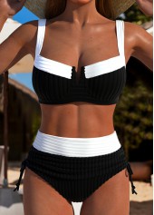 Rotita – Schwarzes Bikini-Set mit hoher Taille und Bindeband