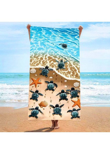 Sky Blue accessories,Animal Print accessories,Marine Life Print Sky Blue Absorbent Beach Blanket