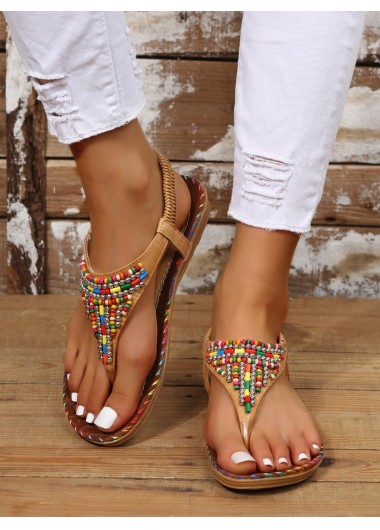 Light Camel shoes,Contrast Color shoes,Light Camel Falt Toe Post Sandals