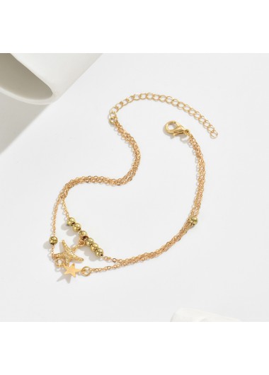 Golden jewelry,Animal Print jewelry,Star Golden Layered Stainless Steel Anklet