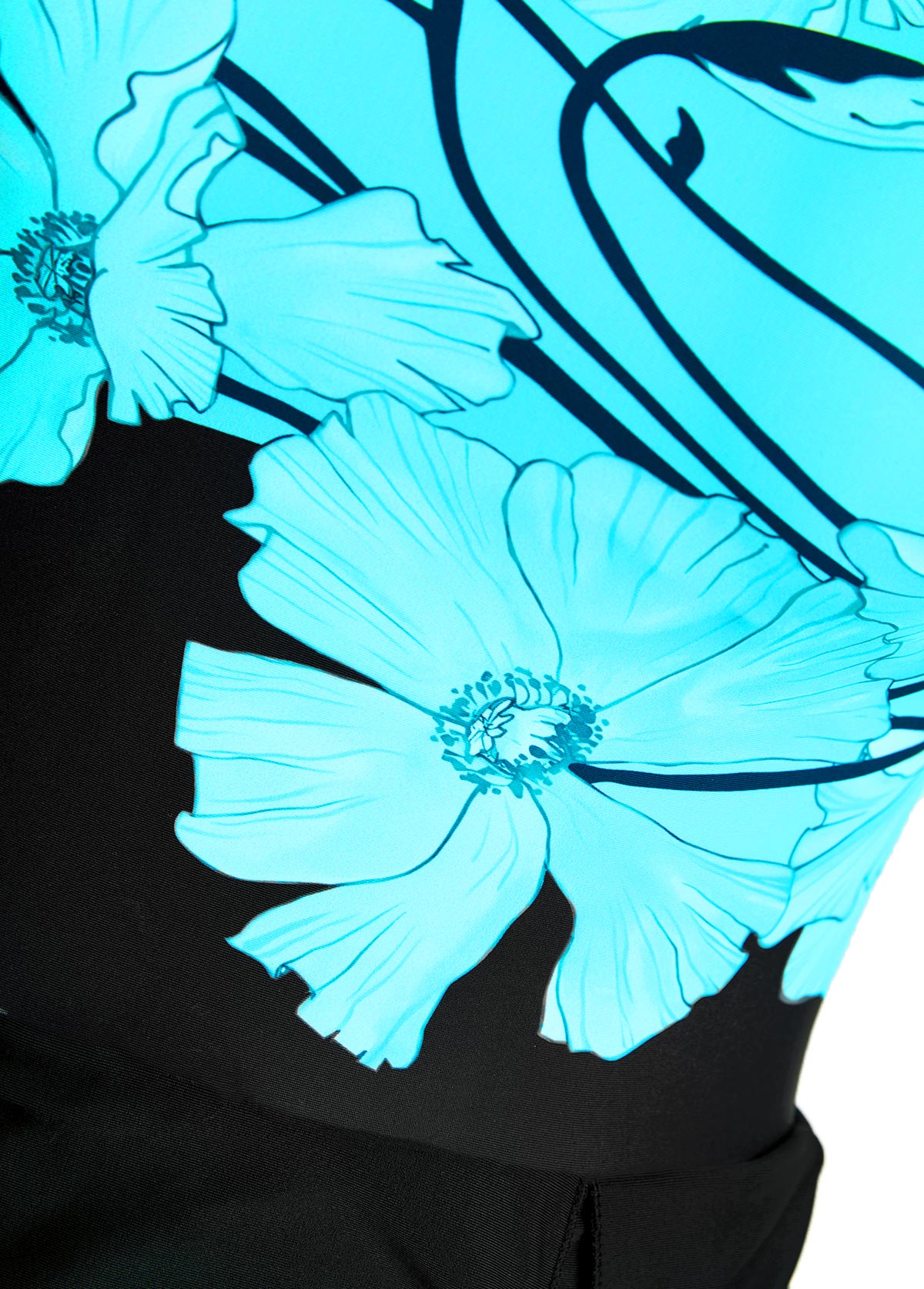 Cyan swimwear,Floral swimwear,Plants swimwear,ROTITA Tie Cyan Floral Print One Piece Swimdress