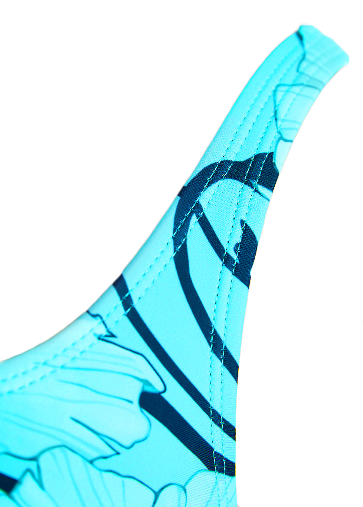 Cyan swimwear,Floral swimwear,Plants swimwear,ROTITA Tie Cyan Floral Print One Piece Swimdress