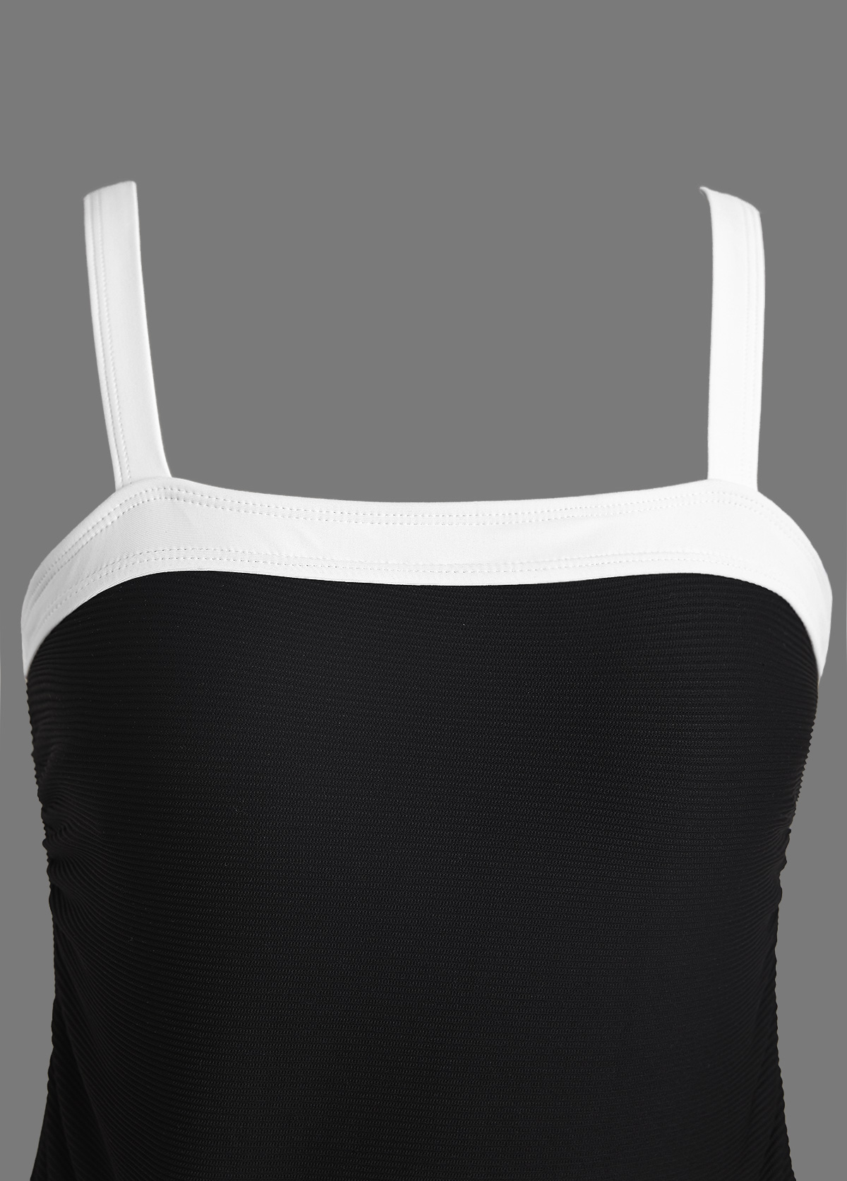 Black swimwear,Contrast Color swimwear,ROTITA Contrast Binding Black Patchwork Tankini Set