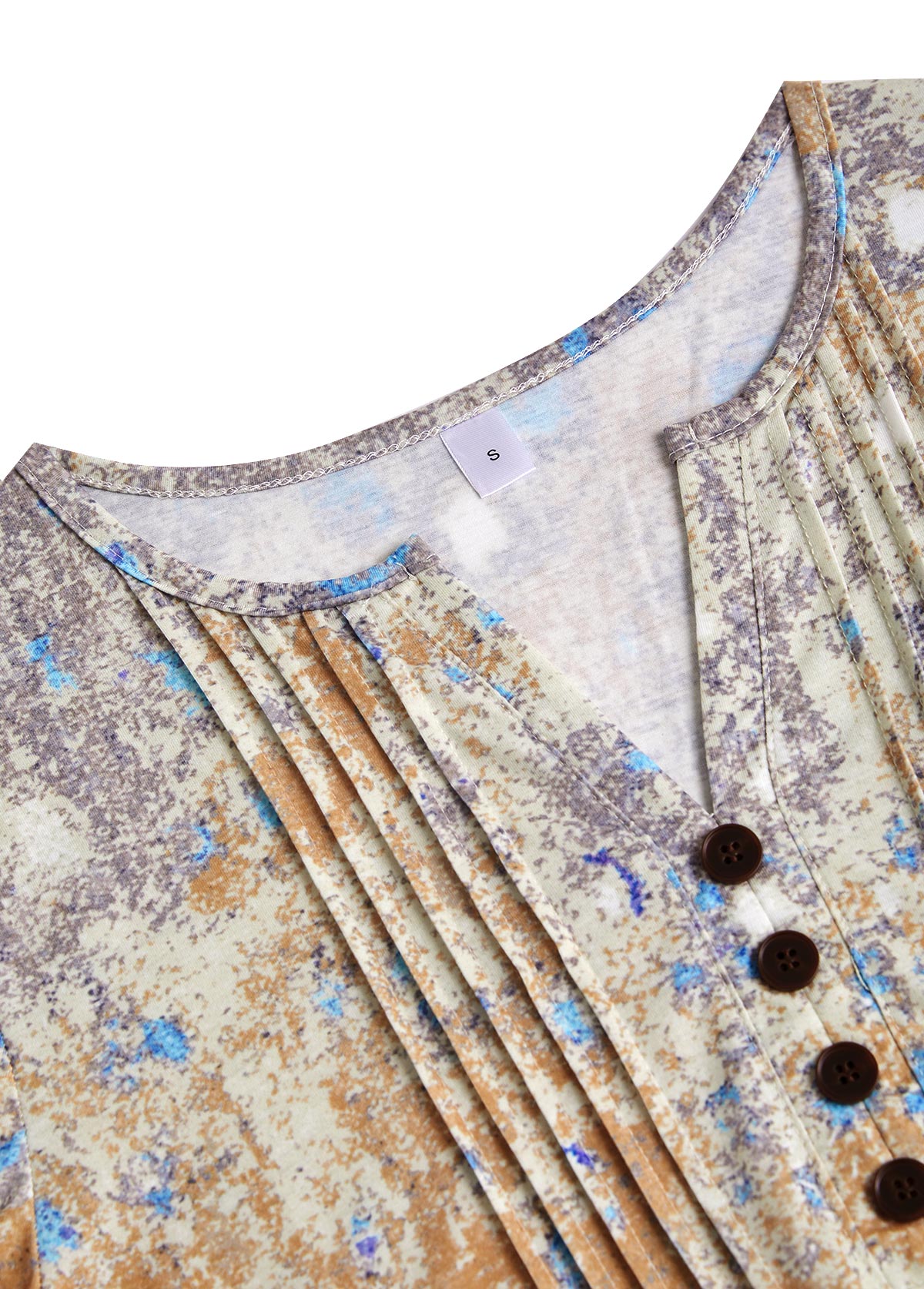 Multi Color tops,Ombre tops,ROTITA Tuck Stitch Multi Color Short Sleeve T Shirt