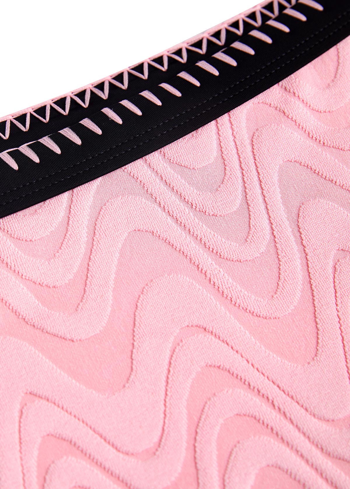 Light Pink swimwear,Contrast Color swimwear,ROTITA Contrast Binding Light Pink Jacquard Bikini Set