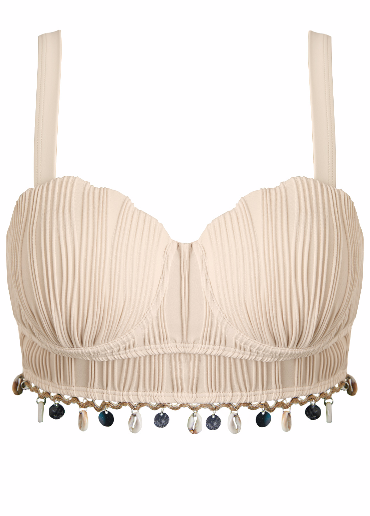 Beige swimwear,Plain Color swimwear,ROTITA Tie Beige High Waisted Bikini Set