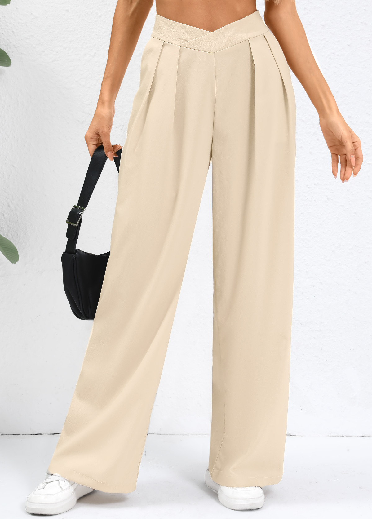 Light Camel Straight Leg Fly High Waisted Pants