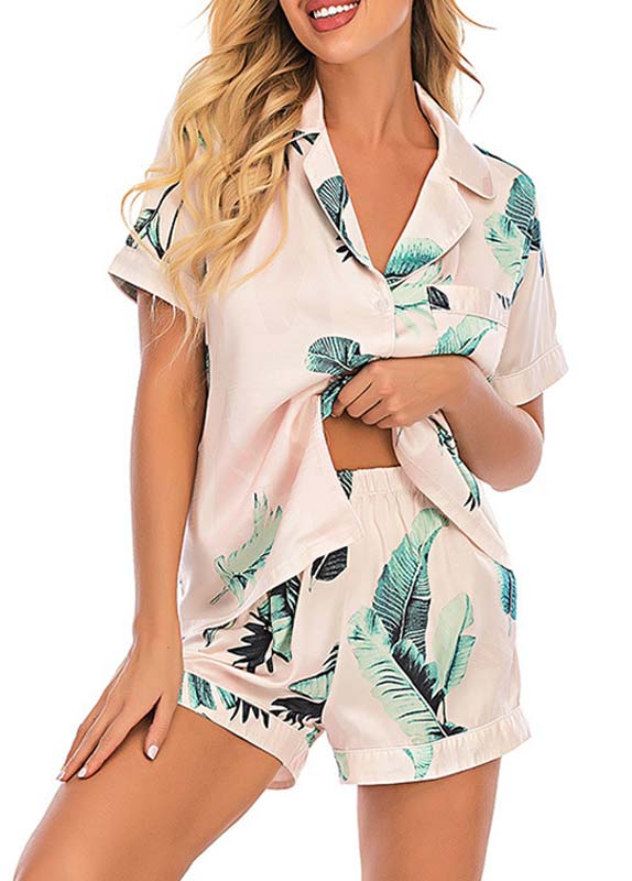Multi Color loungewear,Plants loungewear,Tropical Plants Print Multi Color Lounge Top and Shorts