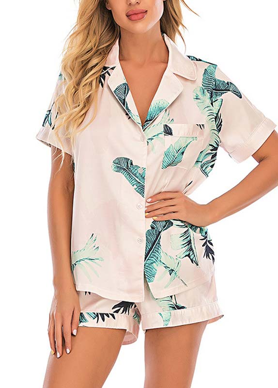 Multi Color loungewear,Plants loungewear,Tropical Plants Print Multi Color Lounge Top and Shorts