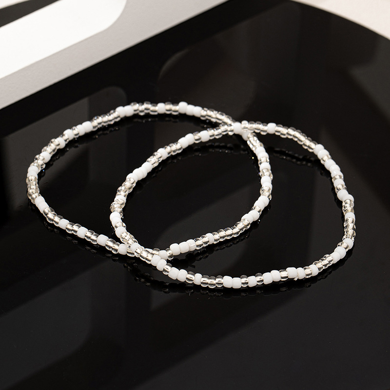 ensemble de bracelets de cheville bohème en perles blanches