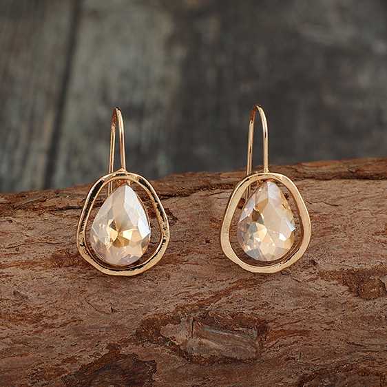 Golden jewelry,Geometric jewelry,Golden Alloy Teardrop Design Geometric Earrings