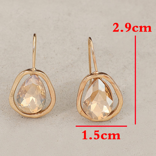 Golden jewelry,Geometric jewelry,Golden Alloy Teardrop Design Geometric Earrings