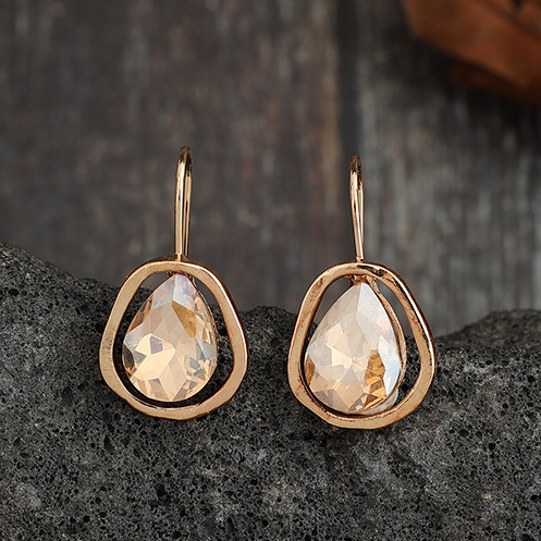 Golden jewelry,Geometric jewelry,Golden Alloy Teardrop Design Geometric Earrings