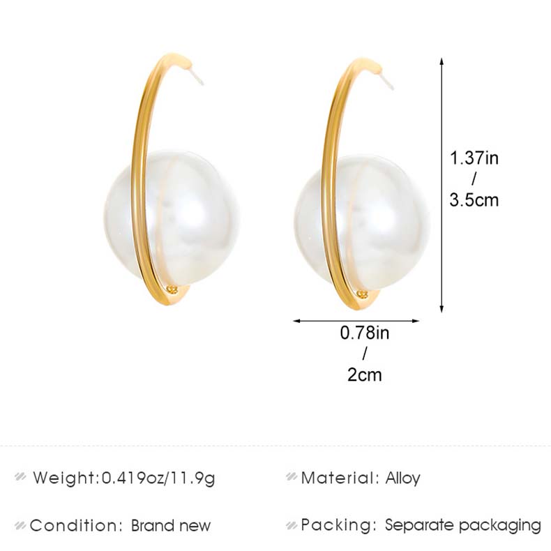 Golden jewelry,Alloy Detail Pearl Gold Color Earrings