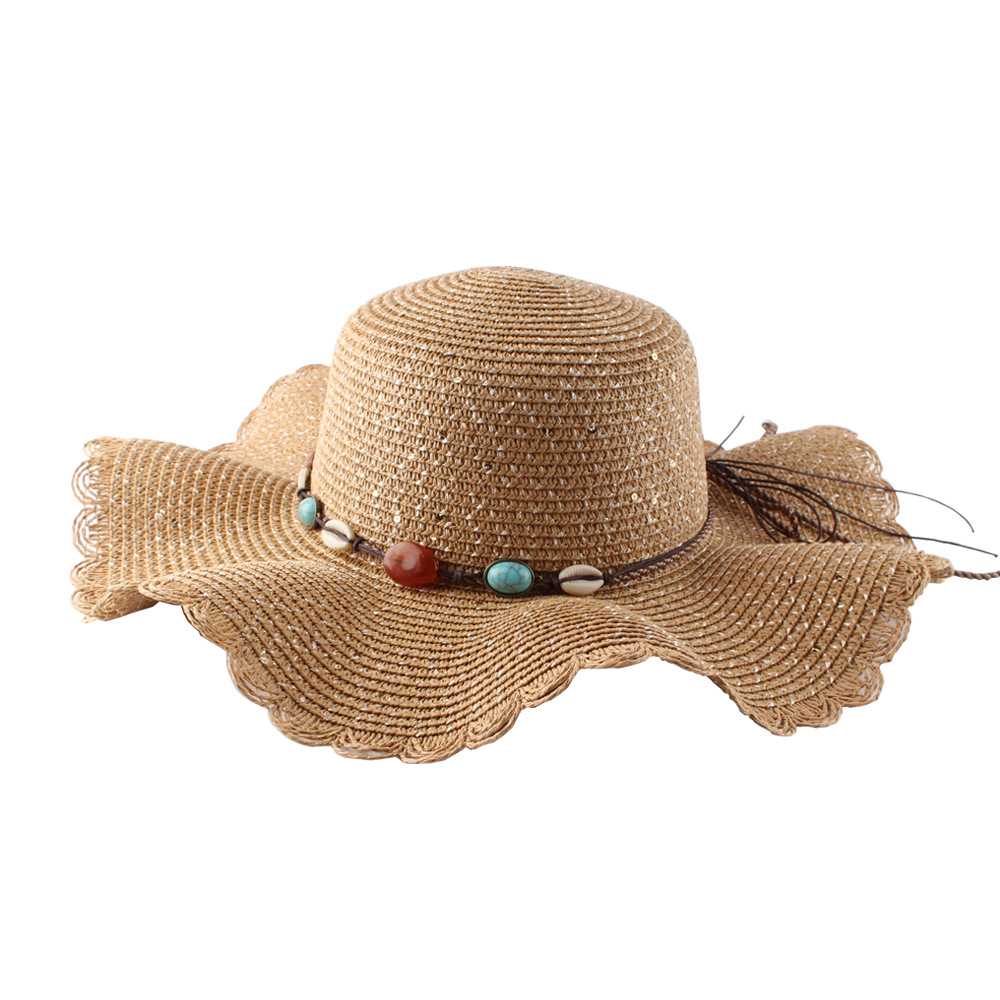 Light Camel accessories,Plain Color accessories,Wide Brim Light Camel Straw Visor Hat