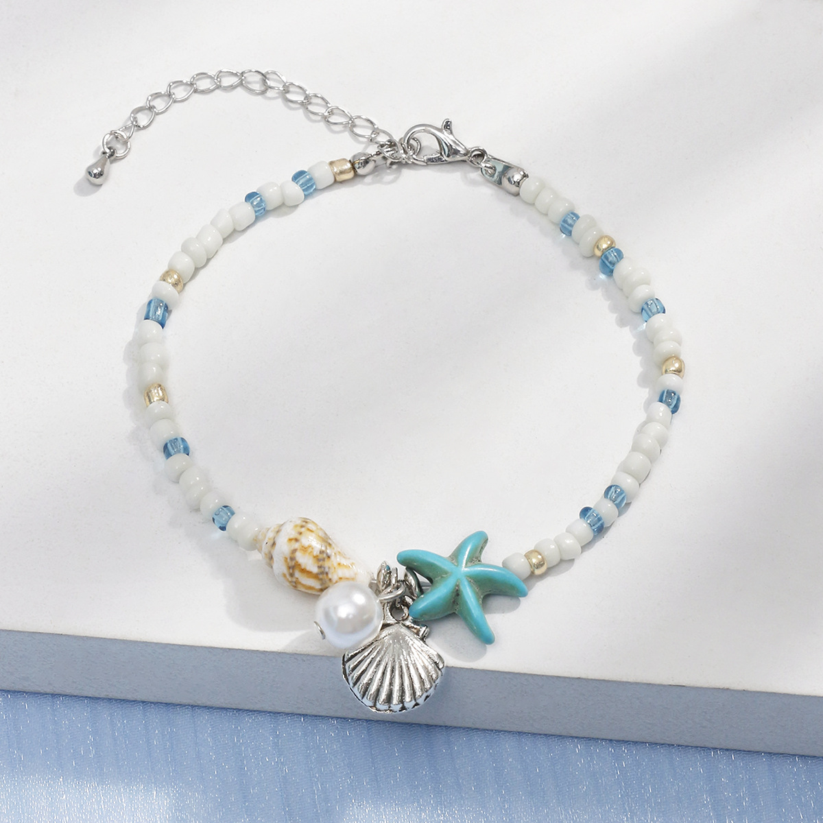 White jewelry,Shell Alloy Detail White Color Bracelet