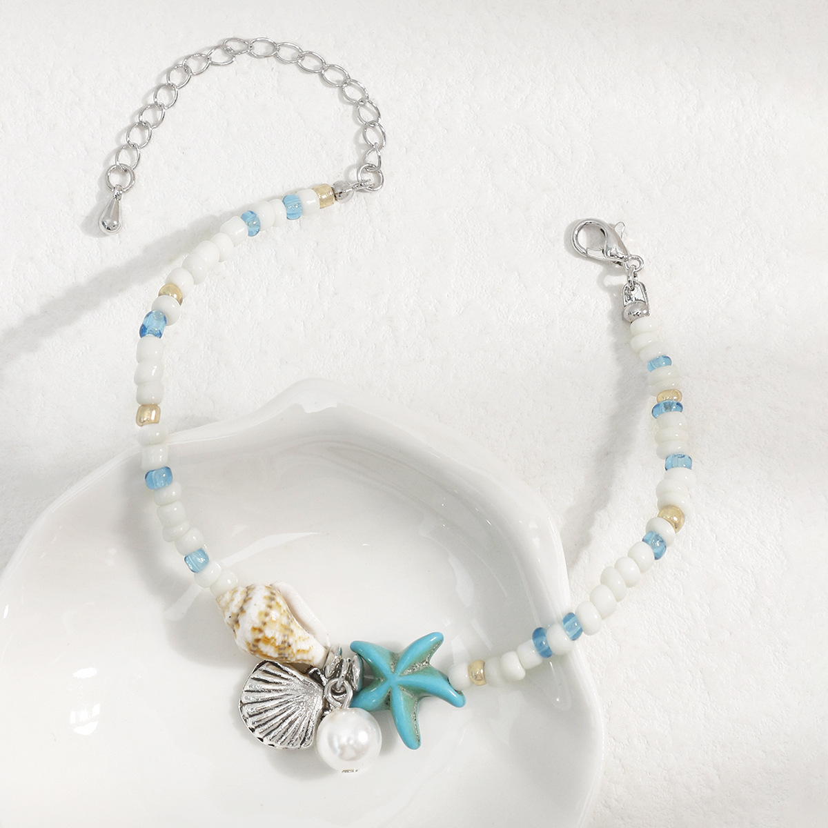White jewelry,Shell Alloy Detail White Color Bracelet