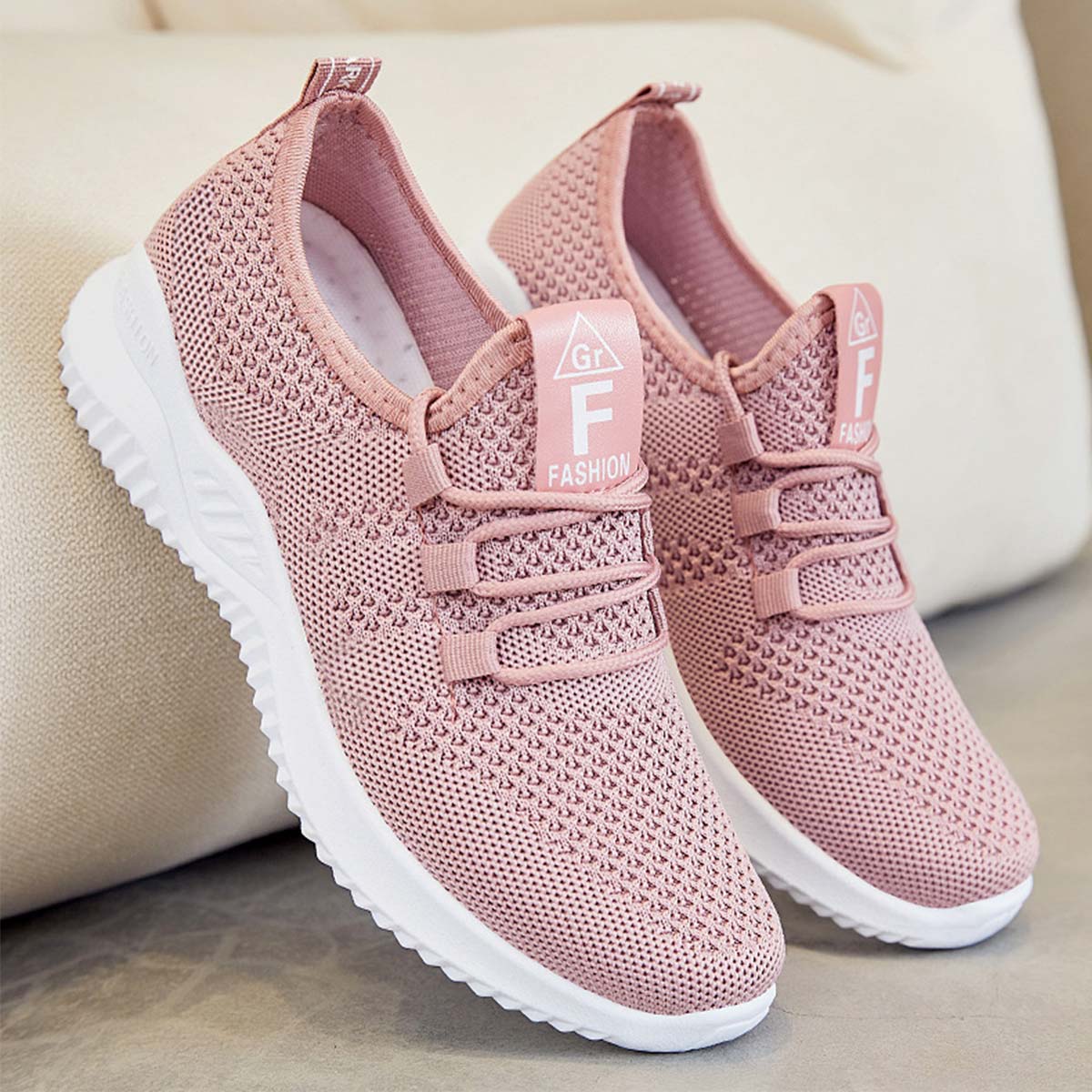 Knit Detail Pink Falt Round Toe