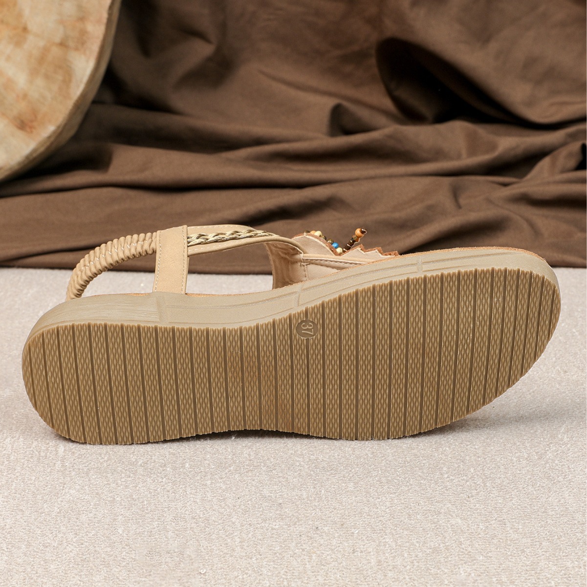 Dark Camel shoes,Tribal shoes,Tribal Print Dark Camel Falt Toe Post Sandals