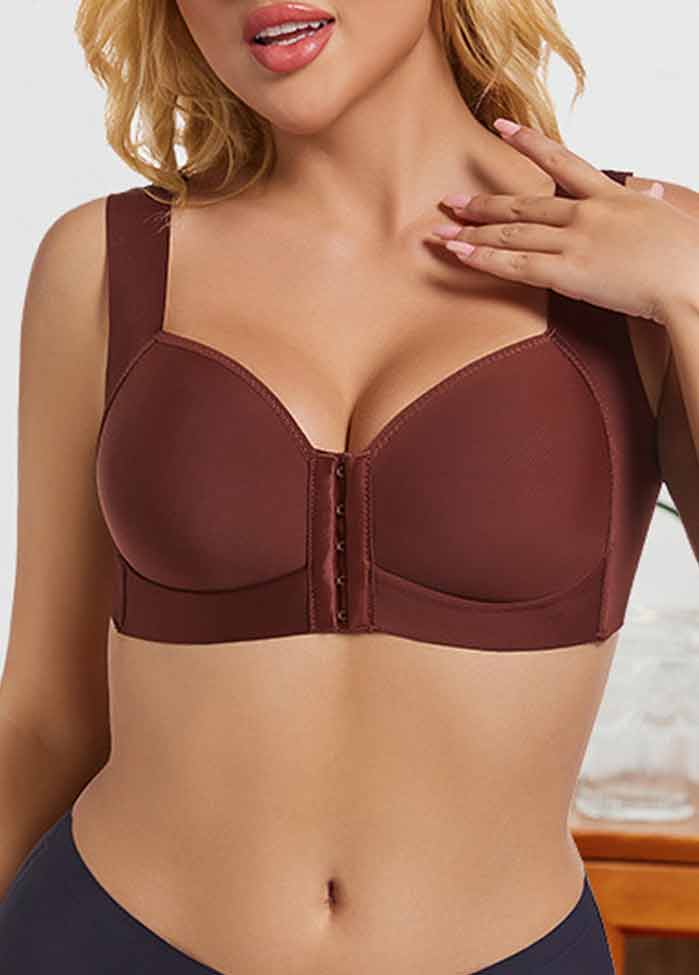 Dark Coffee intimates,Plain Color intimates,Dark Coffee V Neck Push-up Bra