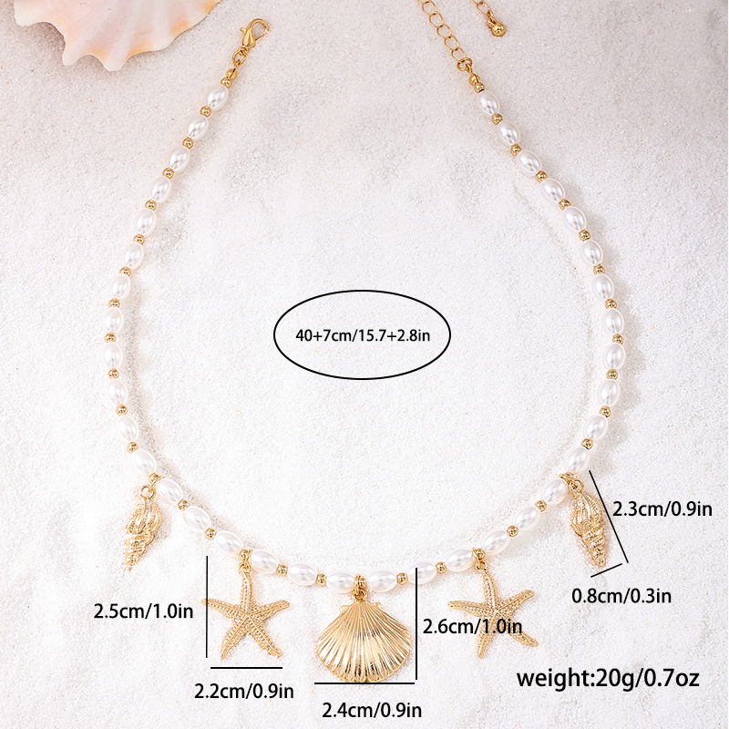 hell Pearl Detail Golden Color SNecklace