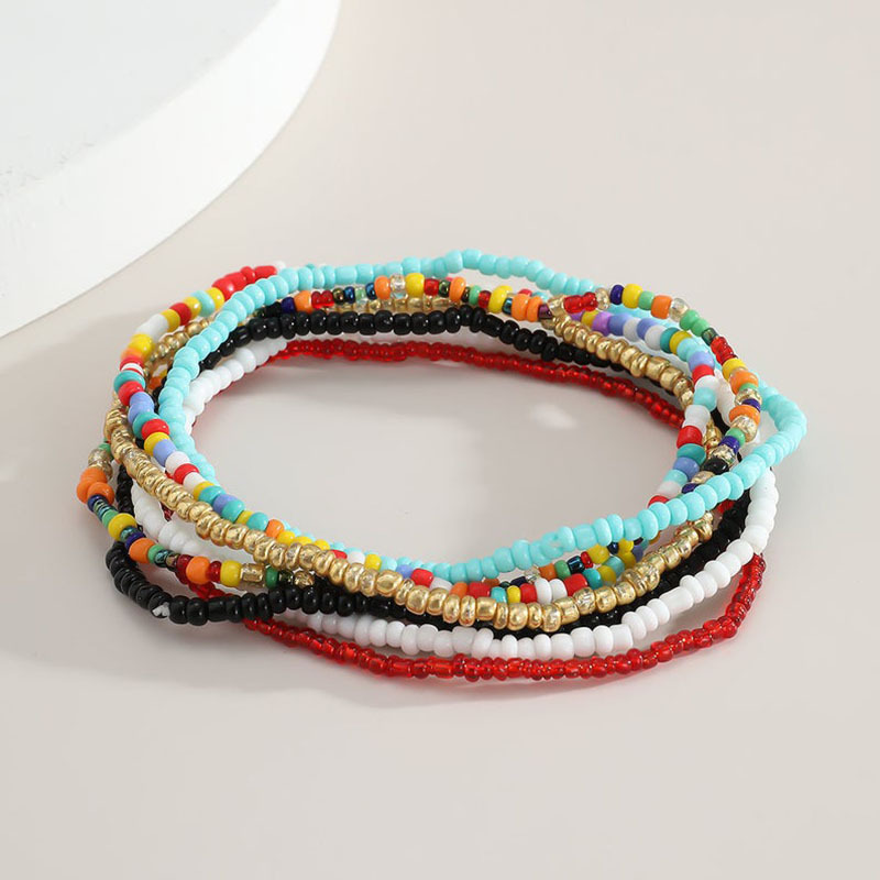 ensemble de bracelets de cheville bohèmes en perles de rocaille multicolores