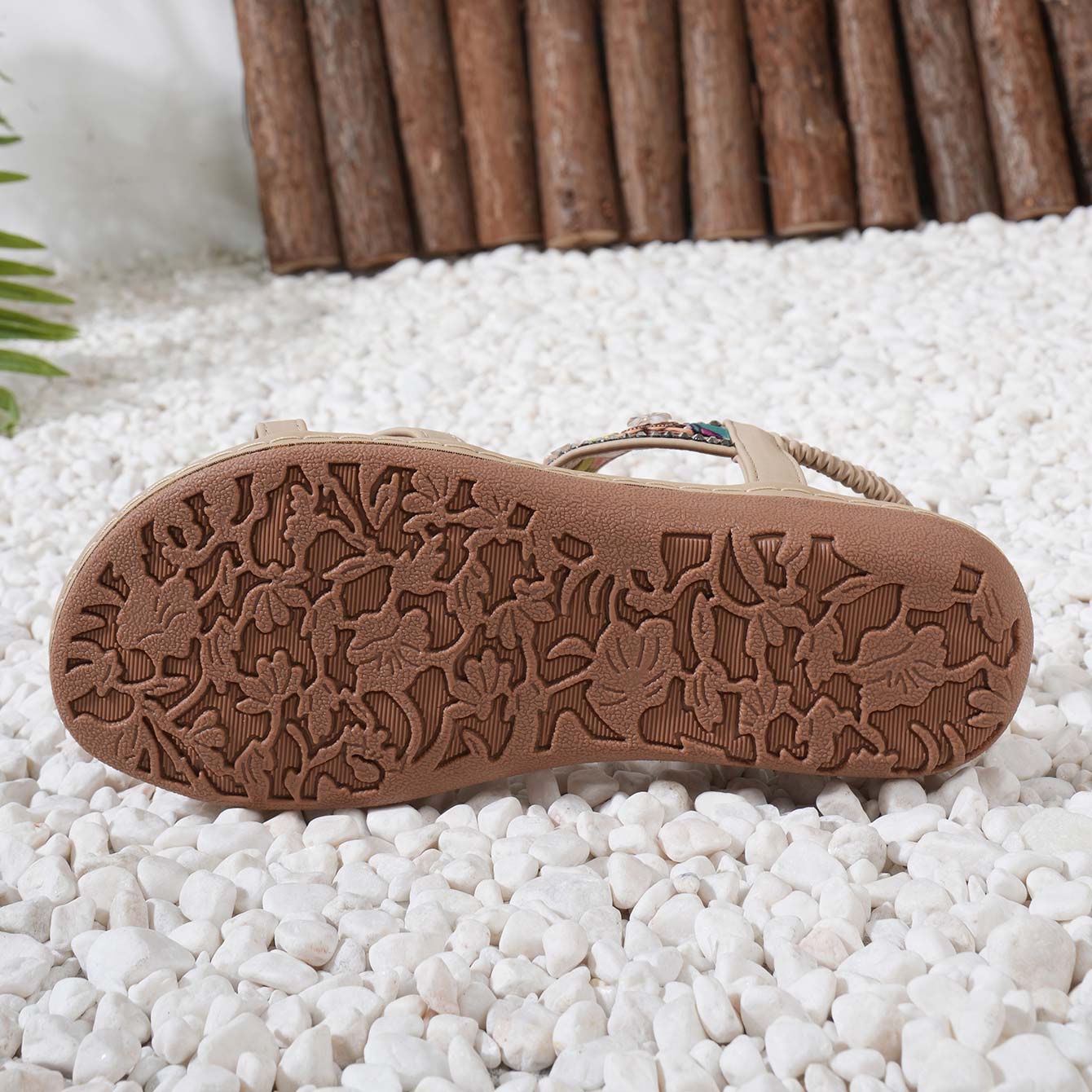 Beige shoes,Tribal shoes,Tribal Print Beige Falt Open Toe